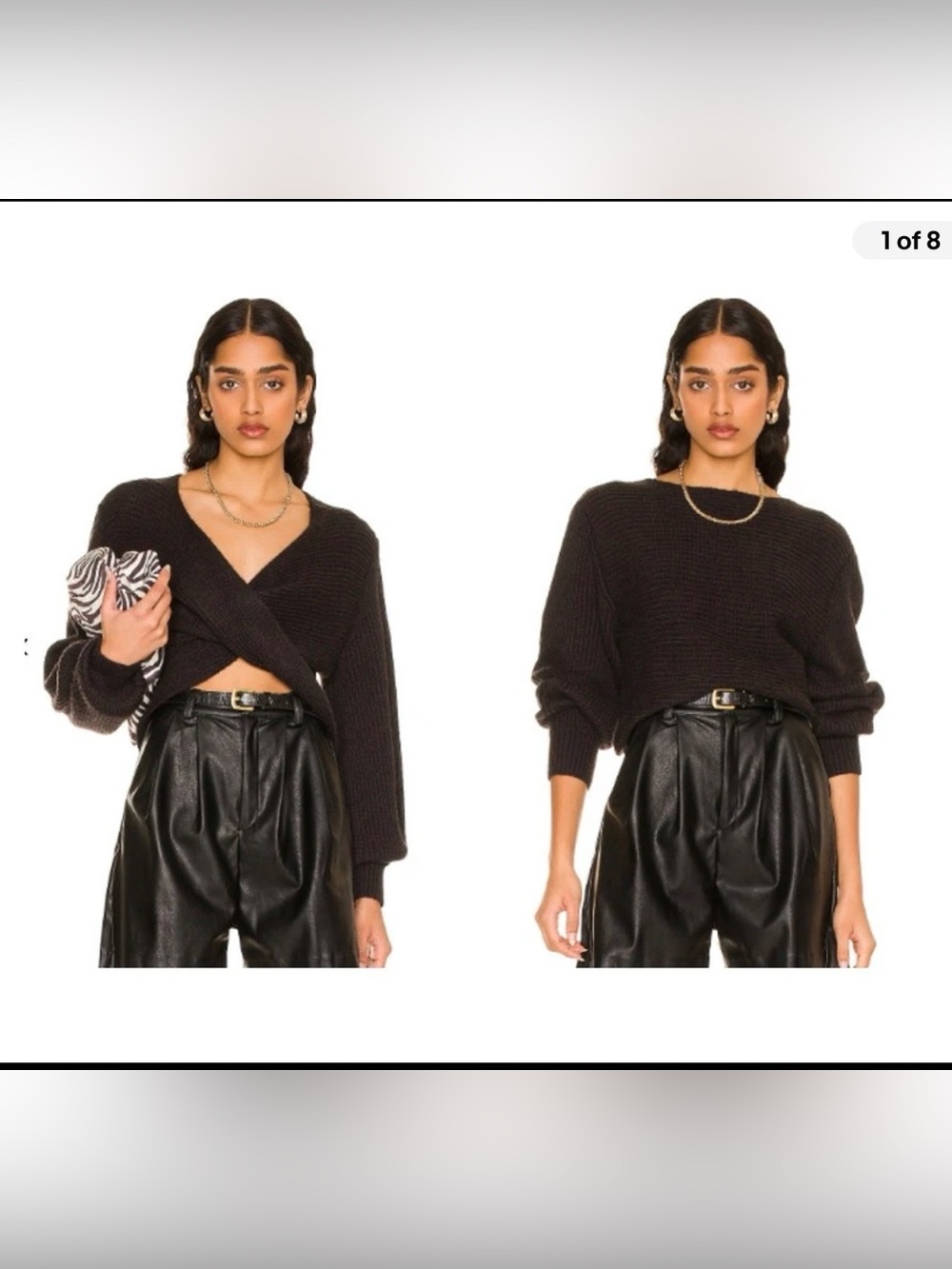 525 America Black Crossover V-Neck Convertible Pullover Sweater